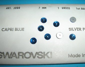 Paillettes Sew On Swarovski #3000 - 7mm Full Box 144 Pezzi Capri Blue/Siler Foiled Pagent Bridal Sequins