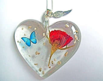 Example Keepsake memorial rose ashes cremation jewellery pendant necklace