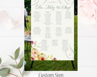 Floral Seating Chart, Table Numbers,Floral Custom Wedding Seating Chart Sign, Printable Wedding Seating Chart Poster, Rustic Wedding