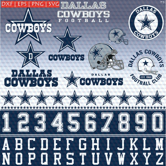 Dallas Cowboys Logo and Jersey Fonts in eps dxf by BottledPixels