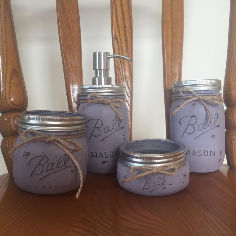 4 piece decorative mason jar bathroom set by JJsCountryCreations
