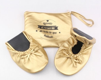 Personalized Rollable Flats, Wedding Flats for Guest, Foldable Ballet Flats, Wedding Shoes, Wedding Favor, Ballet Flats, Roll up Shoes