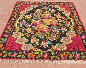Kilim rug,238x166cm 7'8x5'4ft,Kilim,Rug,Turkish rug,Turkish kilim,Kilim rugs,Vintage Rug,Karabağ kilim,Tribal Kilim,Handmade rug,rugs,394