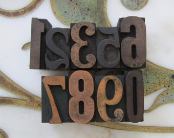Vintage Letterpress Wood Type Number Set Printers Blocks