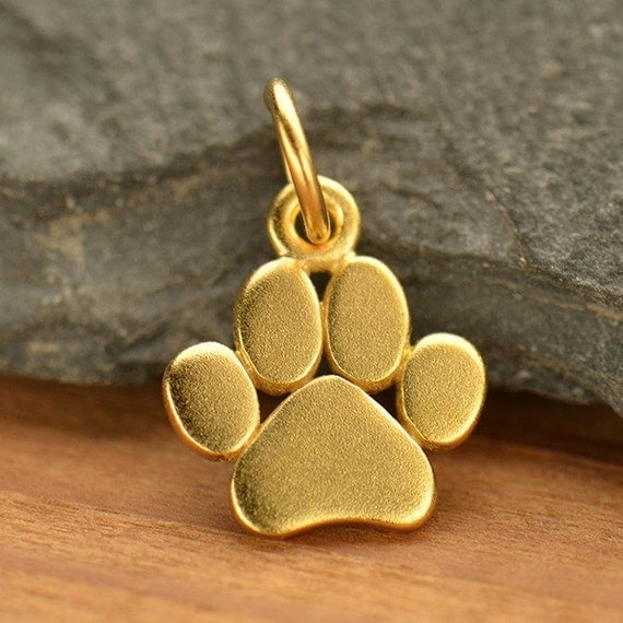 Paw Print Charm small dog or cat paw charm 24k gold