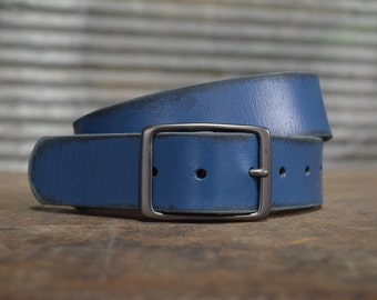 Distressed PETROL Leather Belt by FosterWeld