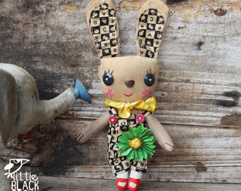 Cloth Bunny, primitive, cloth doll, collectible