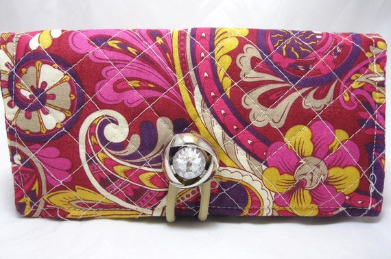 Checkbook Cover Holder QUILTED Purple Carnival by JimmyPickles