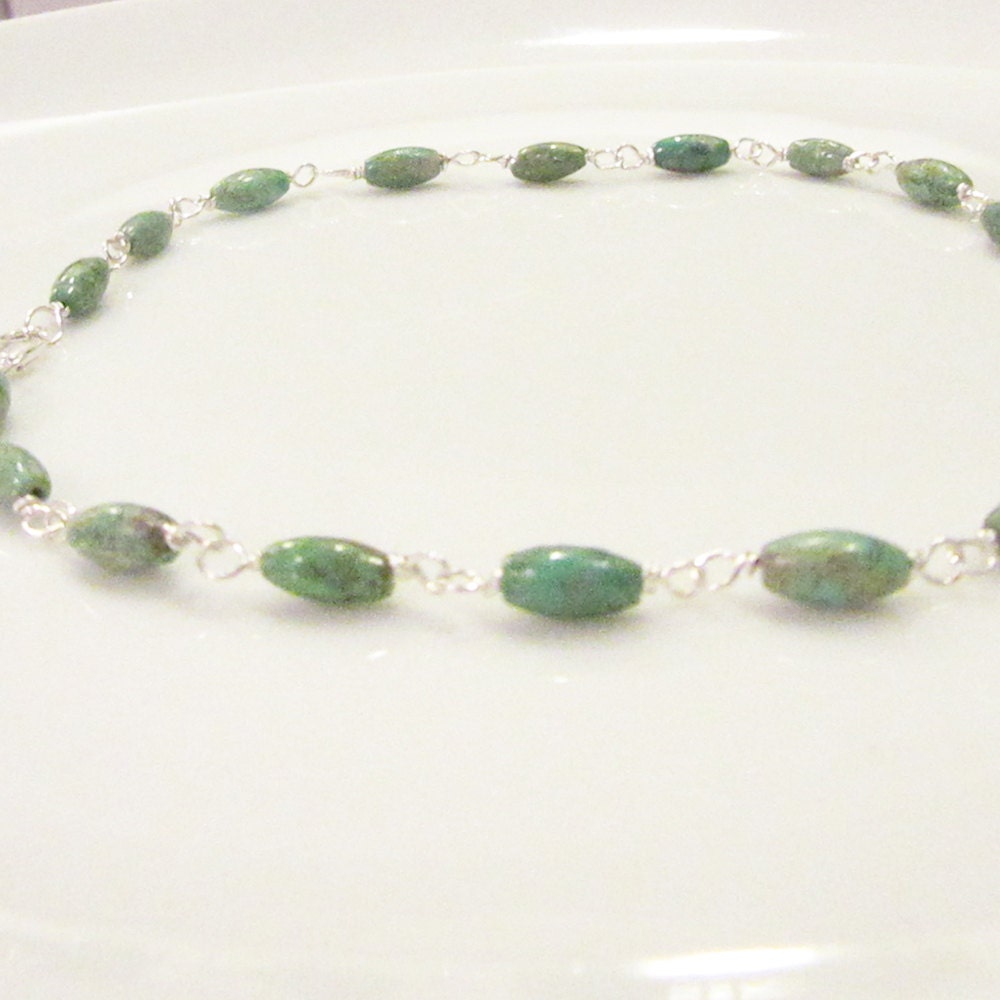 Turquoise Anklet with Sterling Silver