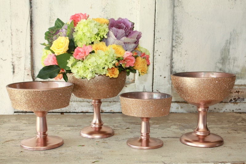 Rose gold vase pedestal vase vintage crystal rose gold