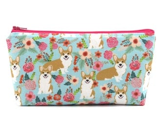Corgi Dog Cosmetic Bag, Zip Pouch, Makeup Bag, Pencil Case, Zipper Bag, Fun Gift