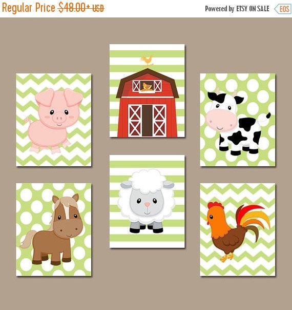 FARM Animals Wall Art Canvas or Prints Country Baby by TRMdesign