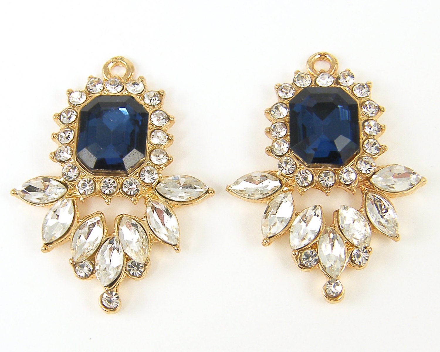 Sapphire Blue Rhinestone Chandelier Earring By Thebeaddreamer