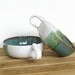 Sea Mist and White One Handle Stoneware Soup Bowls - Set of 2