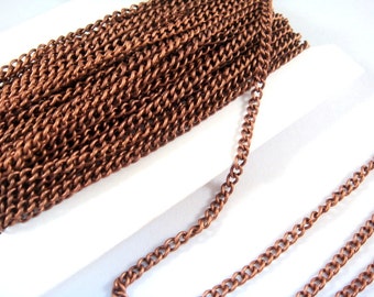 25ft Antique Copper Curb Chain Plated Iron 3.7x2.5mm Not Soldered - 25 feet - STR9047CH-AC25