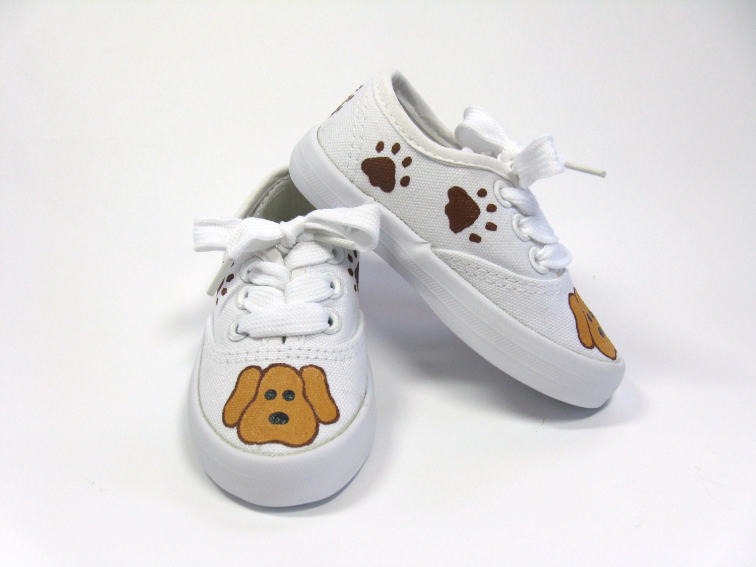 Puppy Shoes Dog and Paw Print Sneakers Hand Painted for Baby