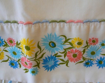 Vintage Pillowcase White with Floral Trim