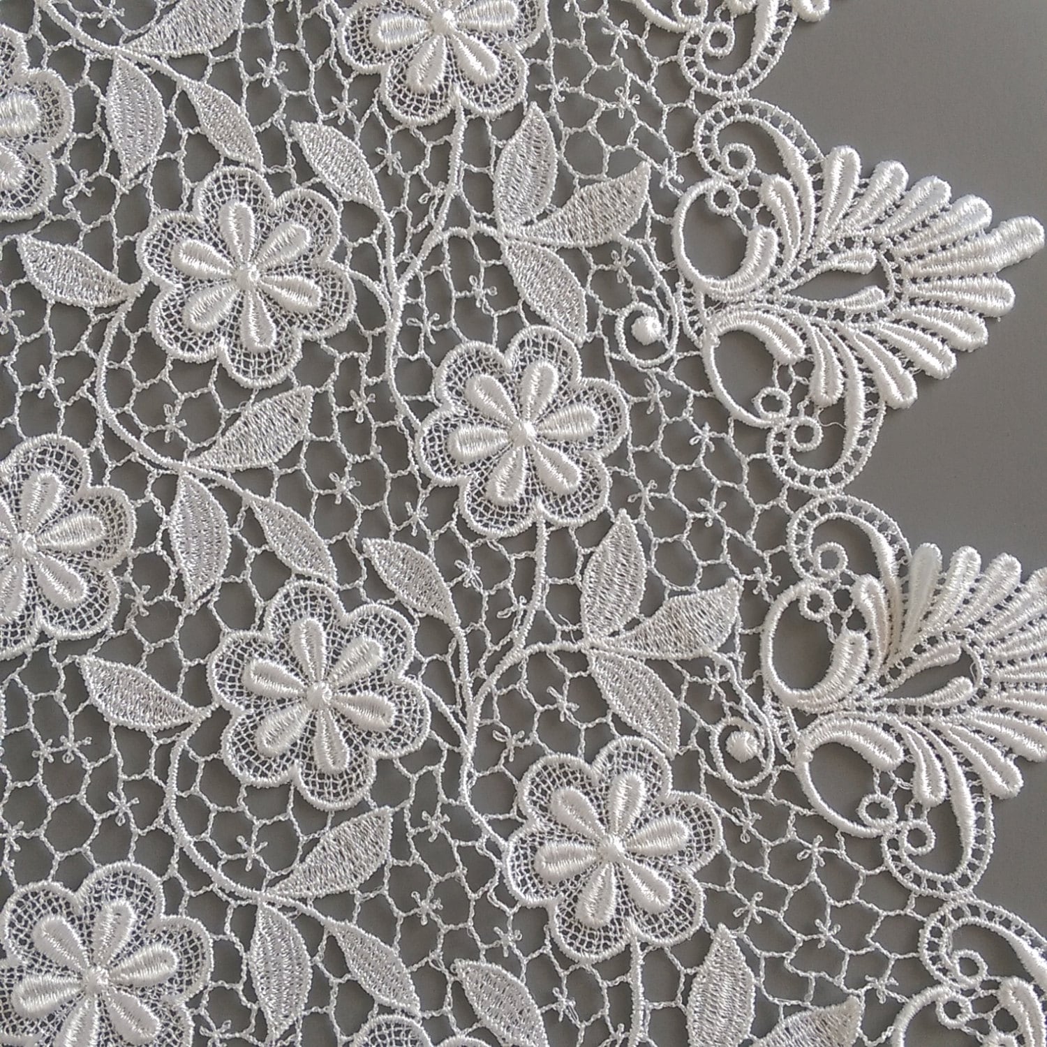 White Lace Fabric by the 1/2 Yard White Silky Venise Lace