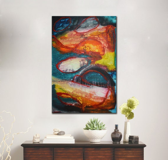 Colorful Abstract Painting Large Gold Abstract Original by Andrada