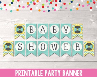 Printable Baby Shower Banner Bunting PDF Girls Pink and Gray