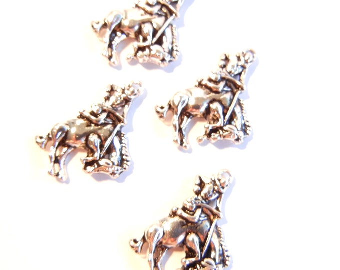 Set of 4 Country Bronco Horse Riders Silver-tone