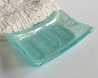 Aqua Elegant Fused Glass Soap Dish by BPRDesigns