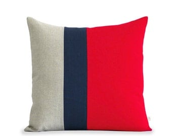 hot pink linen decorative pillow with color block stripes by hot pink linen decorative pillow with color block stripes by