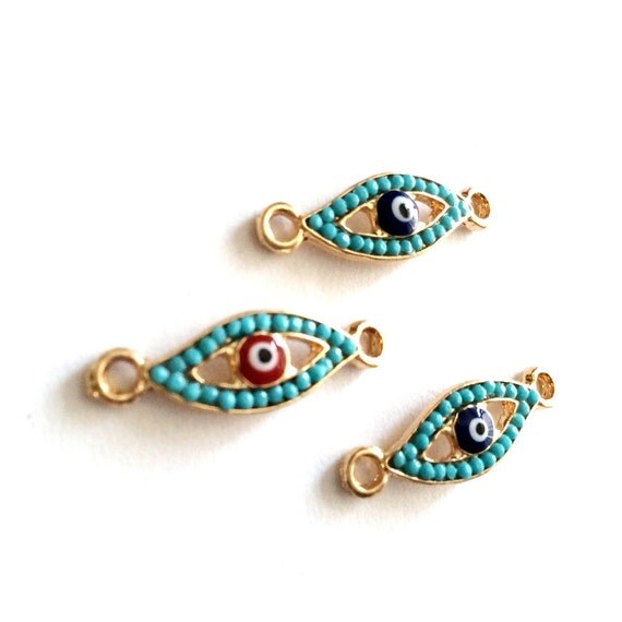 1pc Matte Gold Plated Crystal Evil Eye