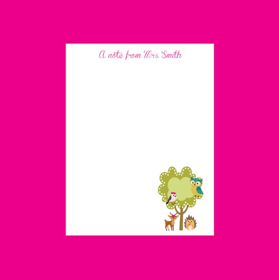 Woodland Creatures 2 Notepad, Teacher gift, stocking stuffer, owl, bird, deer Il_570xn