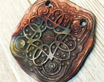 182. Wondrousstrange Design Raku Primitive Celtic Earthenware Pendant