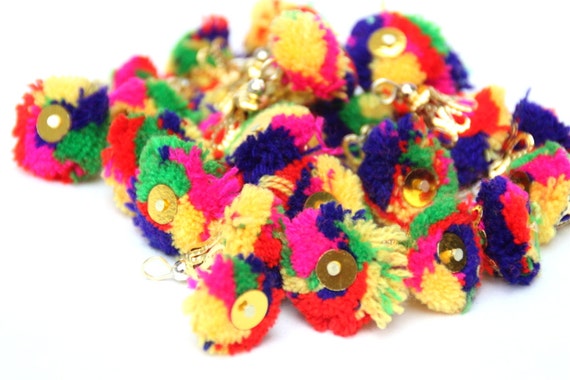 to add trim pillow how to pom pom a ,Pom Latkans, Colored,Colorful Multi Dance Pom Ethnic,Gypsy, Belly