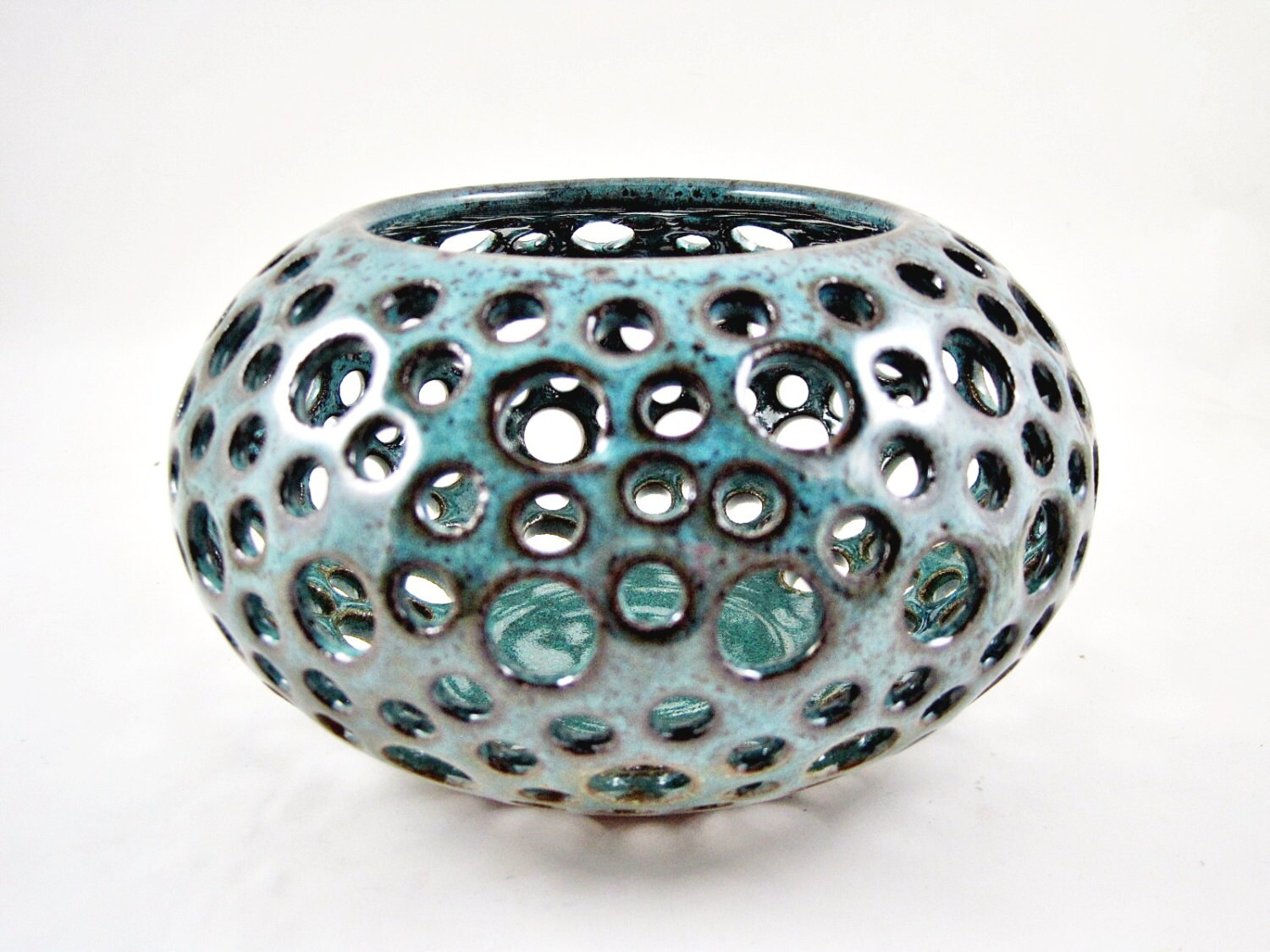 Handmade pottery vase candle holder home decor lace vase