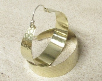 Extra Large Hoops, Statement Earrings, Brass Hoops With Sterling Silver, Big Hoop Earrings, Large Brass Earrings, Extra Large Earrings