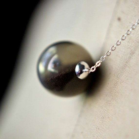 Hollow Glass Pendant Necklace Brown Neutral Pendant Hand Blown Smoky