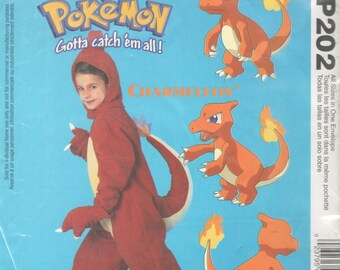 McCalls 2830 P202 Childs POKEMON Costume Pattern CHARMELEON Boys Girls Sewing Pattern Size 4 5-6 7-8 Breast Chest 23- 28 UNCUT