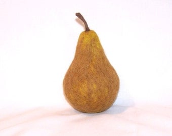 Needle Felted Bosc Pear - Life Size - Felt Pear - Felted Fruit - Felt Food - Needlefelt Pear - Home Decor - Play Food - Kitchen Decor