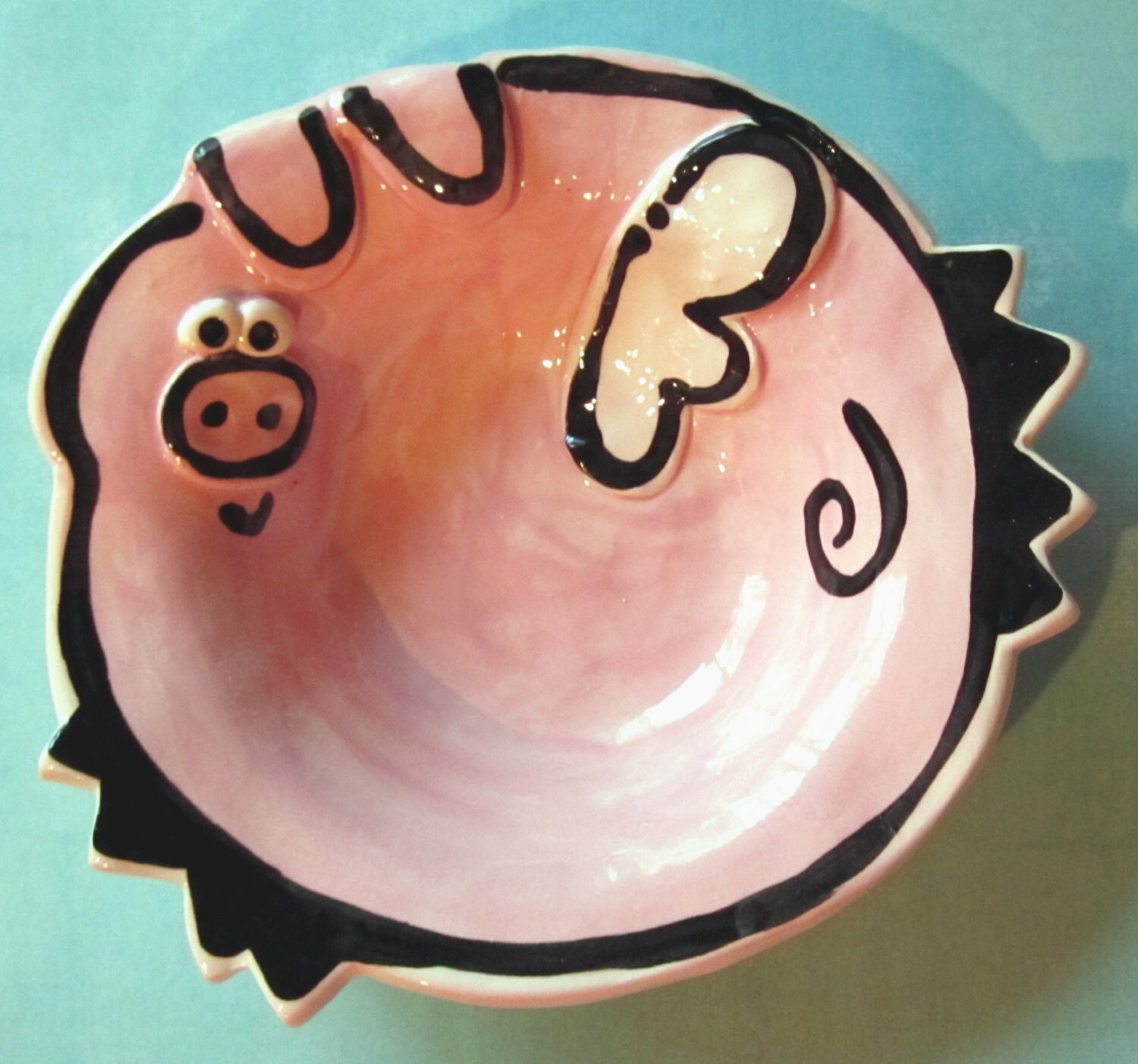Flying Pig Handmade pottery bowl personalized custom bowl