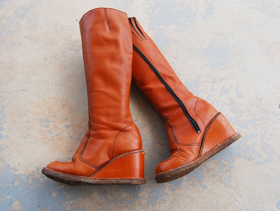 70s brown platform boots