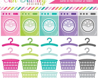 Laundry Clipart Graphics Chores Clip Art Washing Machines Hangers Laundry Baskets Personal & Commercial Use