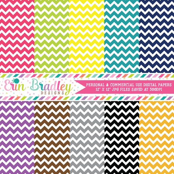 Chevron Stripes Digital Scrapbook Papers Personal and Commercial Use Il_570xn