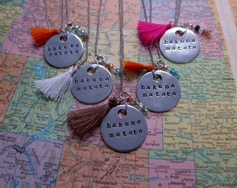 Hakuna Matata - Metal Hand Stamped Necklace