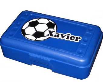 BACK TO SCHOOL - Personalized Pencil Box / Art Supply Box - Soccer