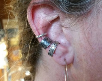 Ear Cuff Hoop - Thick Half Round Sterling Silver - Handmade