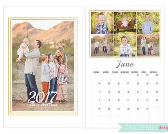 2017 Photo Calendar Template 11x17, Calendar Template, Gold Foil, Photo Calendar, 2017 Custom Calendar, 2017 Calendar, Photo Template