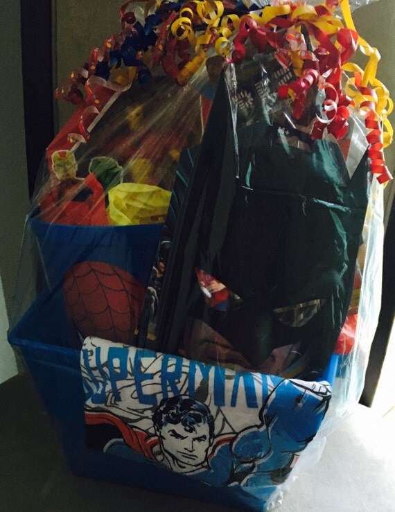 superhero gift basket by Customeyesyourparty on Etsy