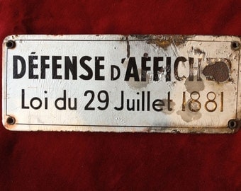 Old french enamel plate - prohibited from posting