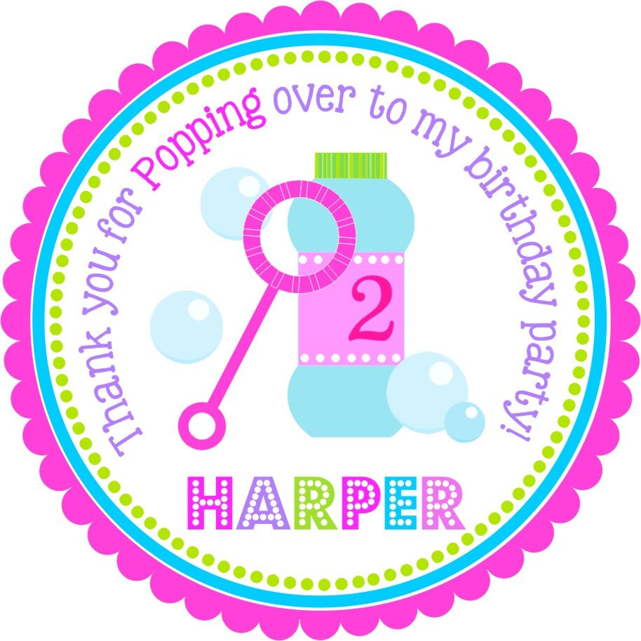 Bubbles Favor Stickers Blowing Bubbles Personalized Bubble