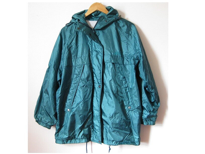 Vintage 90s teal windbreaker jacket nylon track jacket
