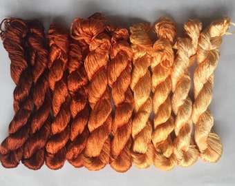 10pcs untwisted natural mulberry silk floss hand embroidery threads AMBER