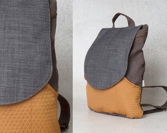 Canvas Laptop backpack - Black & Orange, backpacks for girls and women, canvas backpack, cool backpacks, school backpacks, girls backpacks